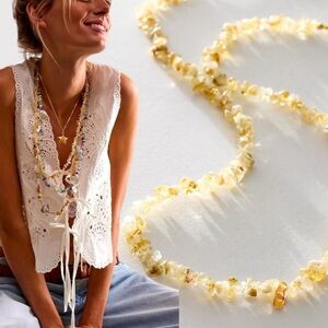 Free People Citrine Yellow Coastal Bohemian Beach Single Strand Neclace